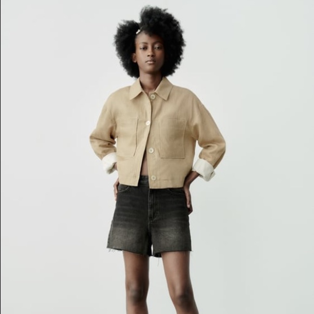ZARA Cropped Linen Overshirt